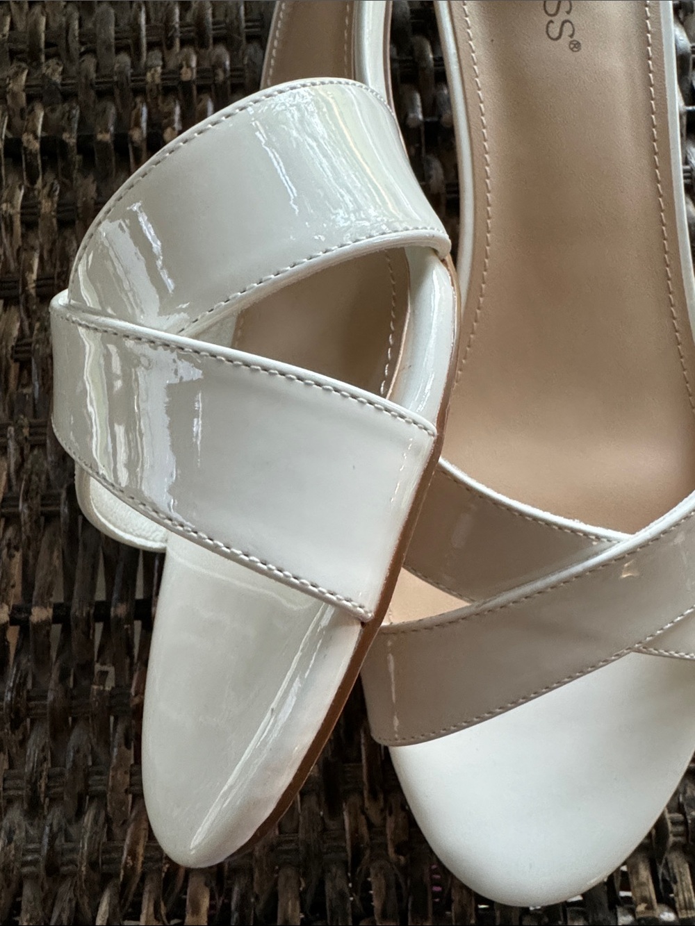 WETKISS kitten heel mules‎ off white crossstrap slip on women’s size 10 - Picture 2 of 8